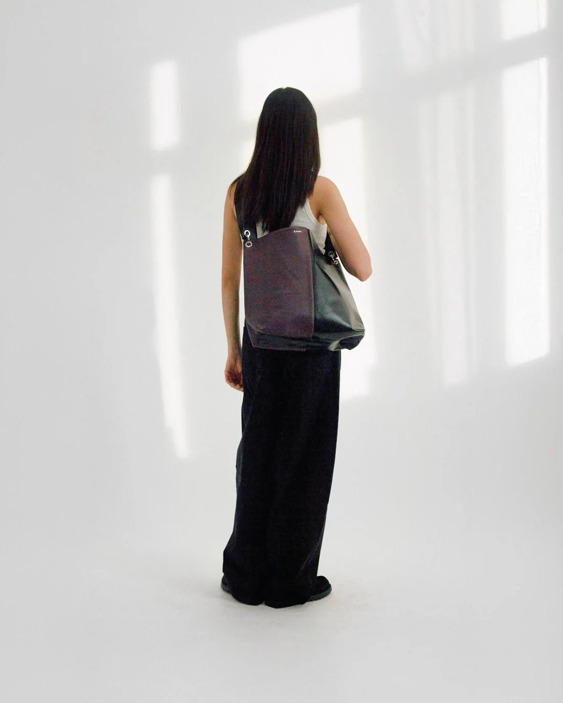 【SALE】LE DAIAGONAL LEATHER EGGPLANT / PVC BLACK