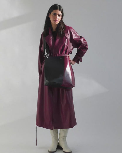 【NEW】LE DAIAGONAL LEATHER EGGPLANT / PVC BLACK